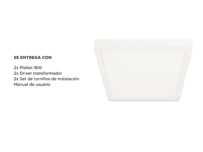 Kit x2 Plafon Lampara techo Led Gadnic PNL18 Cuadrado CalidoFrio 3000K6000K Cuadrado 18W - 5