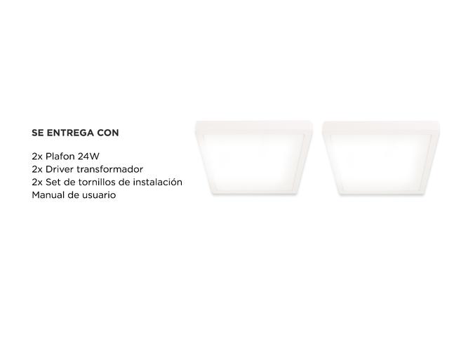 Kit x2 Plafon Lampara techo Led Gadnic PNL24 Cuadrado 24W Calido/Frio 3000K/6000K - 5