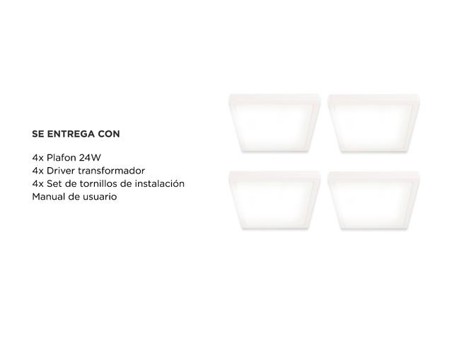 Kit x4 Plafon Lampara techo Led Gadnic PNL24 Cuadrado 24W Calido/Frio 3000K/6000K - 5