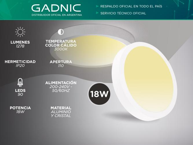 Kit x2 Plafon Lampara techo Led Gadnic Calido Redondo 18W - 1