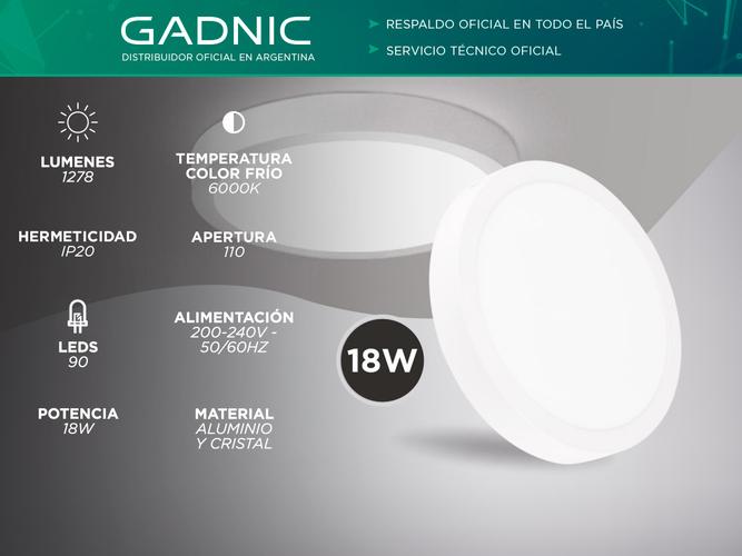 Kit x2 Plafon Lampara techo Led Gadnic Frio Redondo 18W - 1