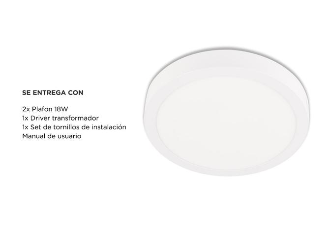 Kit x2 Plafon Lampara techo Led Gadnic Frio Redondo 18W - 5
