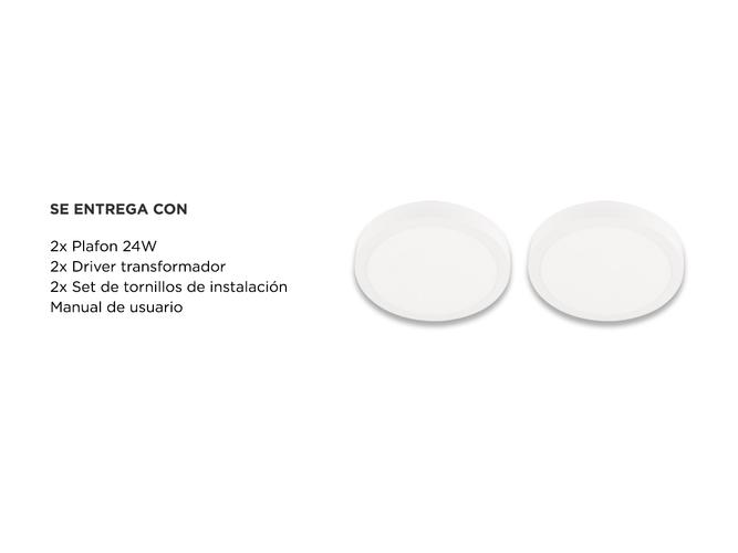 Kit x2 Plafon Lampara techo Led Gadnic PNL24 Redondo 24W CalidoFrio 3000K6000K - 5