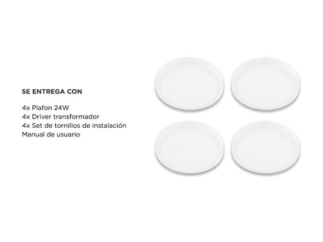 Kit x4 Plafon Lampara techo Led Gadnic PNL24 Redondo 24W CalidoFrio 3000K6000K - 5