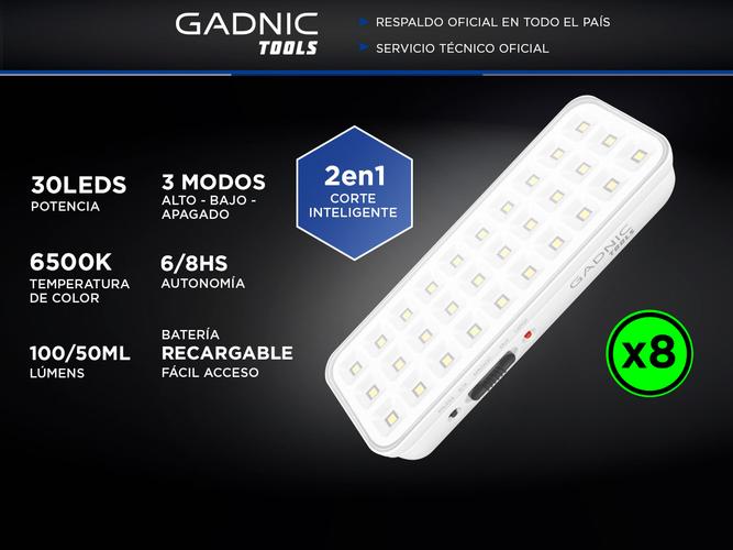 Luz de Emergencia Gadnic Tools L30 Kit x8 30 Led Alta Luminosidad 6500K - 1