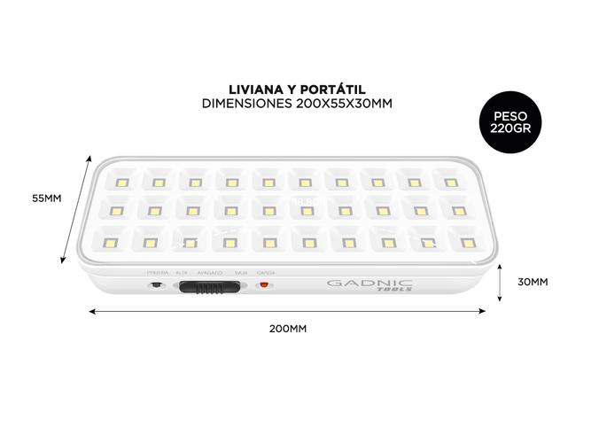 Luz de Emergencia Gadnic Tools L30 Kit x8 30 Led Alta Luminosidad 6500K - 4