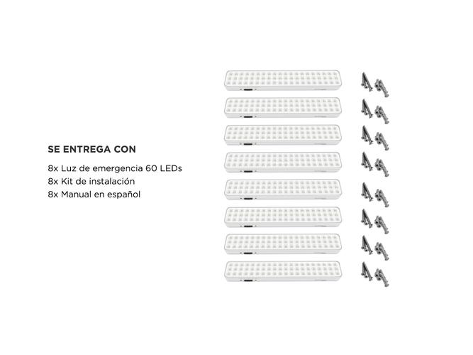 Luz de Emergencia Gadnic Tools L60 Kit x8 60 Led Alta Luminosidad 6500K - 5