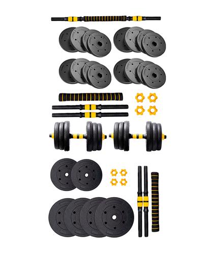 Kit Mancuernas Y Barra 30 Kg + 25 Kg Discos PVC Force By Gadnic Pvc Tope A Rosca Alta Resistencia Conversor A Rosca - 6