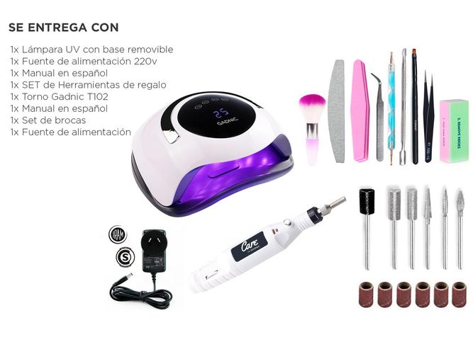 Kit Para Uñas Gadnic Torno T102  Cabina UV Led BQ5 Pro Uso Profesional - 6