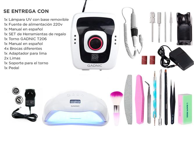 Kit Para Uñas Gadnic Torno T206  Cabina UV Ledsun Plus Uso Profesional - 6