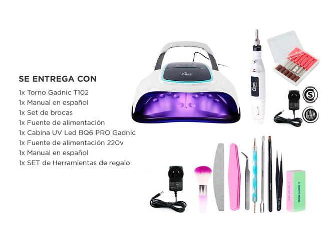 Kit Para Uñas Gadnic Torno T102 + Cabina UV Led BQ6 Pro Uso Profesional - 6