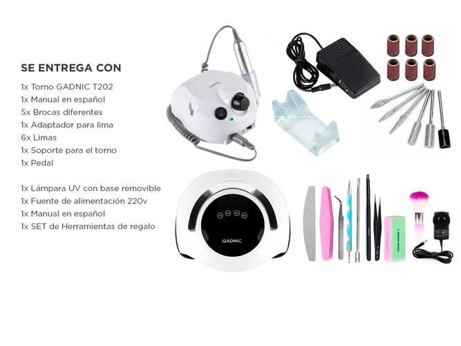 Kit Para Uñas Gadnic Torno T202  Cabina UV Led BQ5 Pro Uso Profesional - 6
