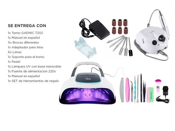 Kit Para Uñas Gadnic Torno T202 + Cabina UV Led BQ6 Pro Uso Profesional - 6
