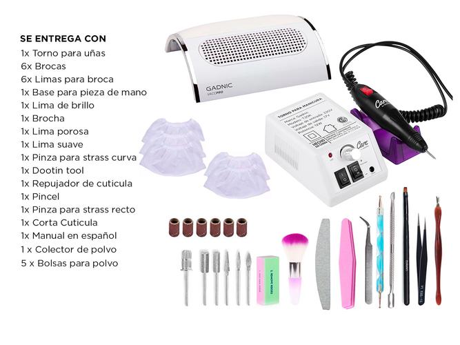 Kit Extractor De Polvo Para Uñas + Torno Manicura Gadnic  - 5