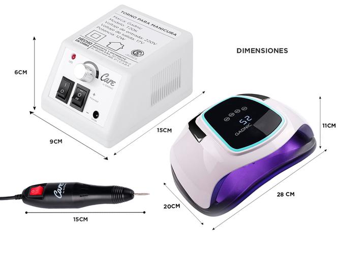 Kit Cabina Para Uñas Uv Led 108W + Torno Manicura T20K Gadnic  - 4