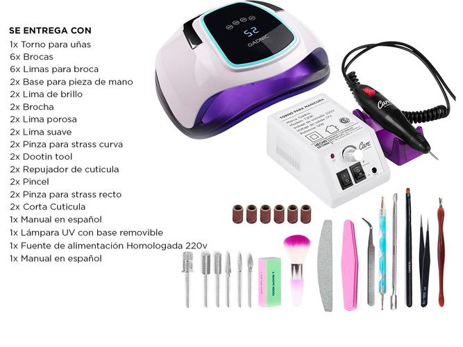 Kit Cabina Para Uñas Uv Led 108W + Torno Manicura T20K Gadnic  - 5