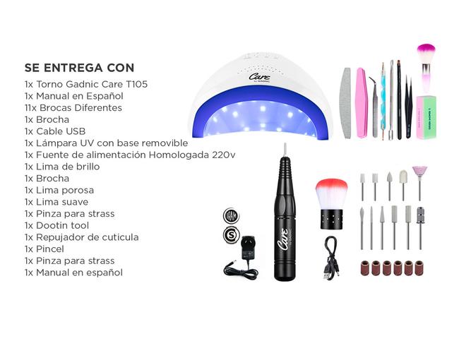 Kit Para Uñas Gadnic Torno T105 + Cabina UV LED 48W Profesional - 6