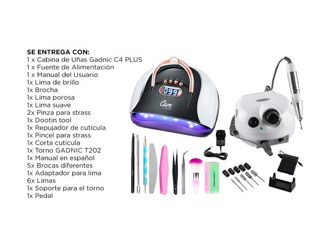 Kit manicura Cabina Uñas C4 Plus 256W  Torno T202  - 6