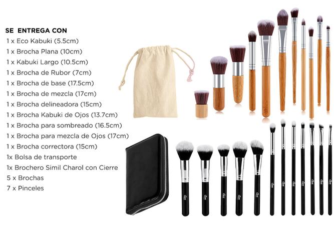Set Profesional x 23 Brochas De Maquillaje Gadnic Fibra Natural + Estuche  - 6