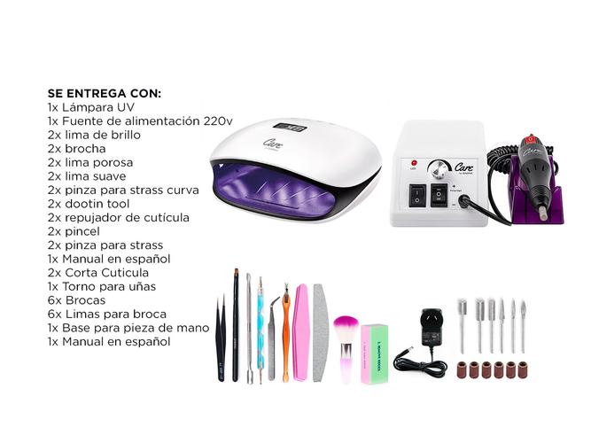 Kit Cabina + Torno Para Uñas Care By Gadnic T20K Uso Profesional  - 6