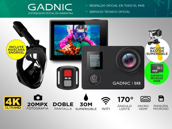 Kit Mascara Snorkel Gadnic + Camara Deportiva 4K - 1