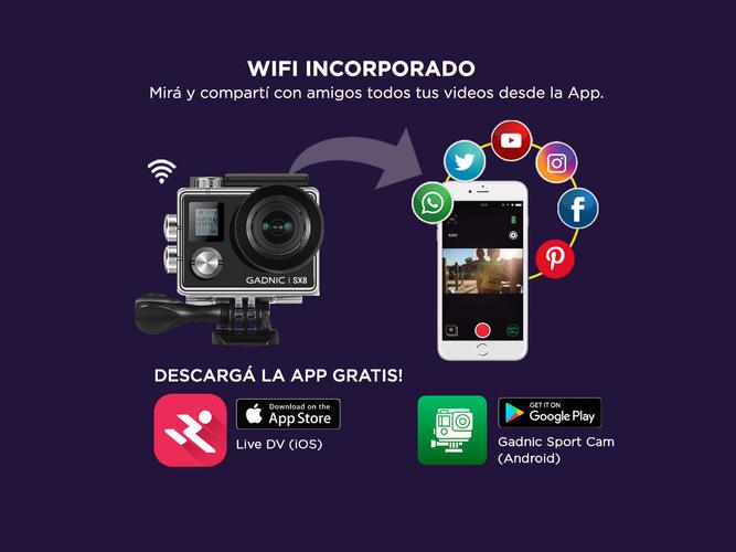 Kit Mascara Snorkel Gadnic + Camara Deportiva 4K - 4