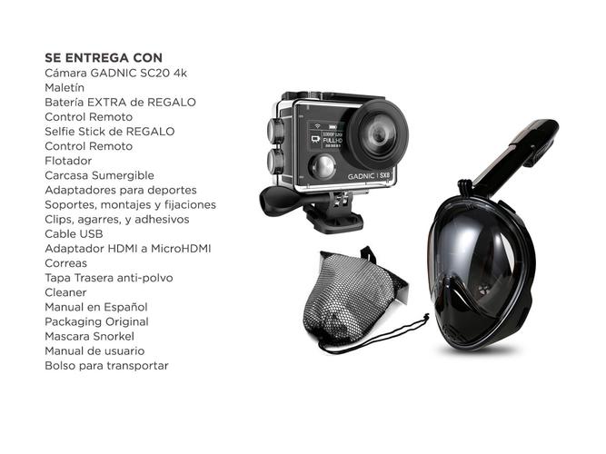 Kit Mascara Snorkel Gadnic + Camara Deportiva 4K - 6