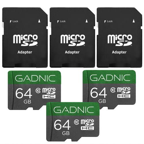 Kit De 3 Memorias Micro SD Gadnic 64GB Clase 10 Adaptador Incluido - 0