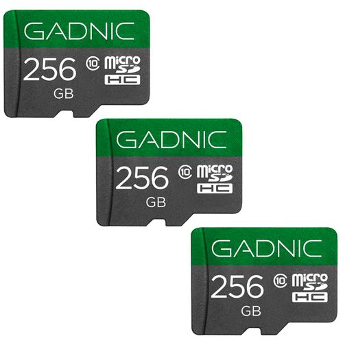 Kit De Tres Memorias Micro SD Gadnic 256gb Clase 10 Con Adaptador - 0