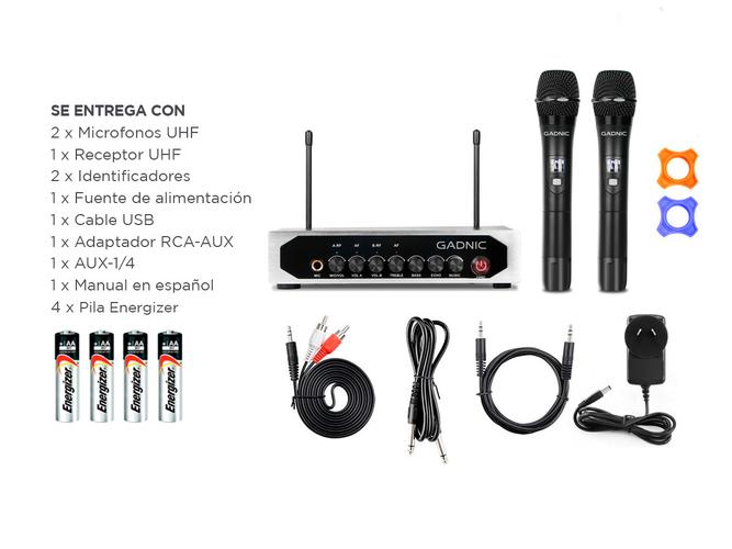 Micrófono Inalámbrico Profesional Gadnic BT308 UHF + 4 Pilas AA - 6