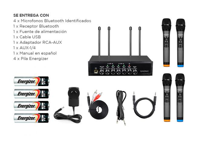 Micrófono Inalambrico Profesional Gadnic BT408 Bluetooth UHF + 4 Pilas AA - 6