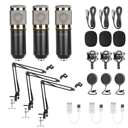 Kit x3 Micrófono Condensador Gadnic + Accesorios - 0