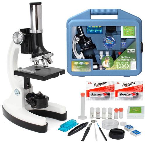 Microscopio Gadnic 1200X Para Niños Kit 28 Piezas + 2 Pilas AA  - 0