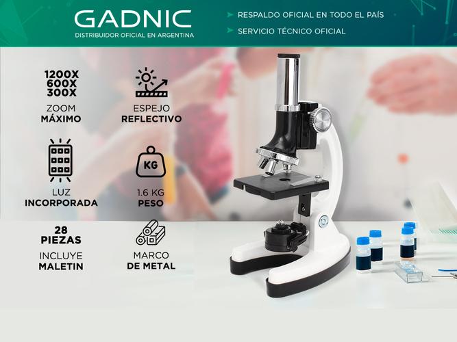 Microscopio Gadnic 1200X Para Niños Kit 28 Piezas + 2 Pilas AA  - 1