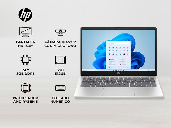 Notebook HP 15-FC0041 AMD Ryzen 5 7520U 512GB SSD 8GB 156 1920x1080 WIN11 NATURAL SILVER  - 1