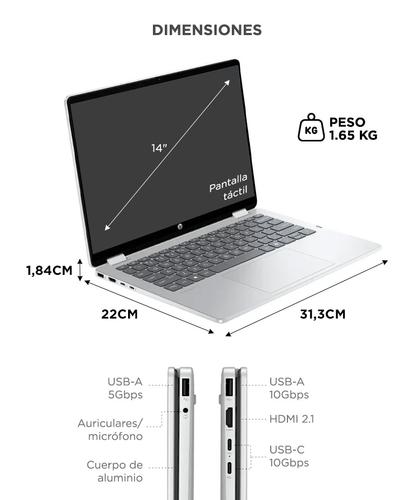 Notebook HP - OmniBook 5 Flip 2-in-1 14 2K Touch-Screen Laptop - Intel Core 5 - 8GB - 512GB SSD - Glacier Silver 14-fp0013dx - 4