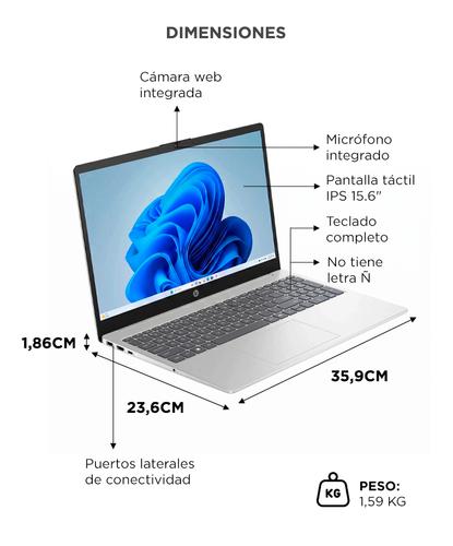 Notebook HP 15.6 AI Intel Core Ultra 5 225U 8GB 512GB Natural Silver Windows 11  - 5