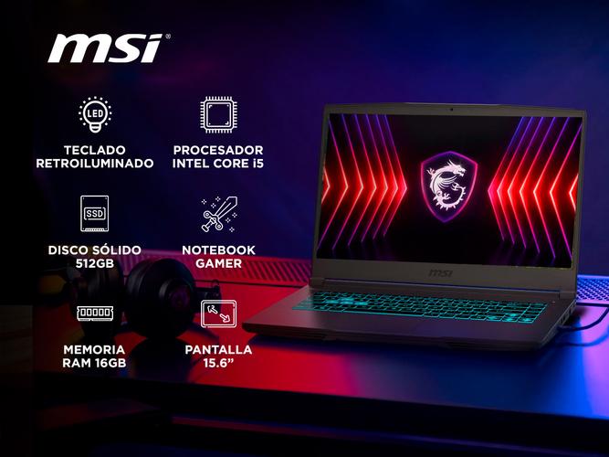 Notebook Gamer MSI Thin 15 B13VF-2829US Teclado Retroiluminado FHD 144Hz 16GB DDR4 512GB SSD Intel Core i5-13420H  - 1