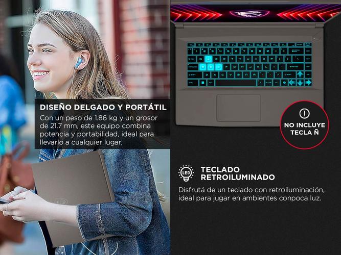 Notebook Gamer MSI Thin 15 B13VF-2829US Teclado Retroiluminado FHD 144Hz 16GB DDR4 512GB SSD Intel Core i5-13420H  - 3