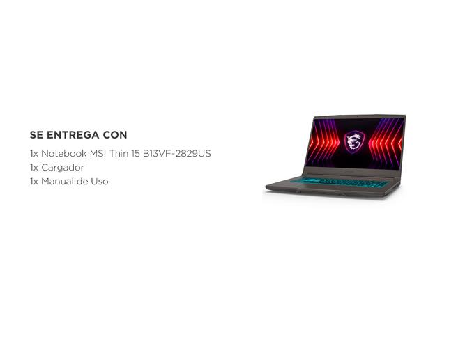 Notebook Gamer MSI Thin 15 B13VF-2829US Teclado Retroiluminado FHD 144Hz 16GB DDR4 512GB SSD Intel Core i5-13420H  - 5