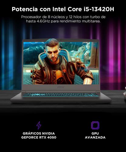 Notebook Msi Thin 15 Core I5 13420h 16gb 512GB Rtx 4050 8gb GDDR6 156 144Hz Color Gris  - 2