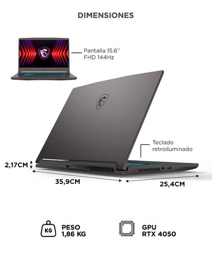 Notebook Msi Thin 15 Core I5 13420h 16gb 512GB Rtx 4050 8gb GDDR6 156 144Hz Color Gris  - 5