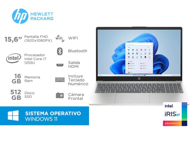 Notebook Hp Intel Core i7 16GB 512GB SSD 156 Full HD Touch-Screen Win 11 - 1
