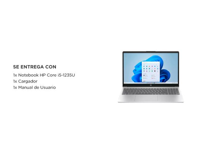 Notebook HP 156 FHD  Intel Core i5-1235U 8GB RAM 256GB SSD Natural Silver 15-FD0095WM 1920x1080  - 6