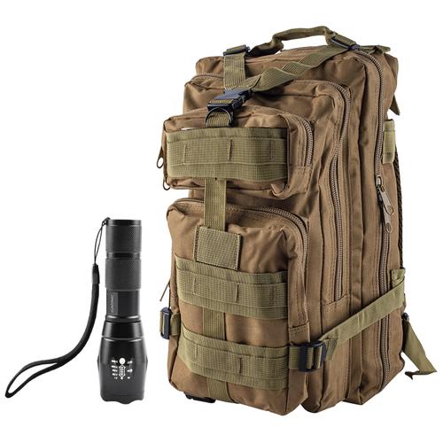 Kit Tactico Mochila Militar 25L + Linterna Recargable 5 Modos - 0