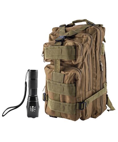 Kit Tactico Mochila Militar 25L + Linterna Recargable 5 Modos - 6