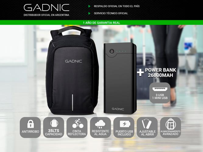 Mochila Antirrobo Gadnic 35L + Power Bank 26800mAh - 1