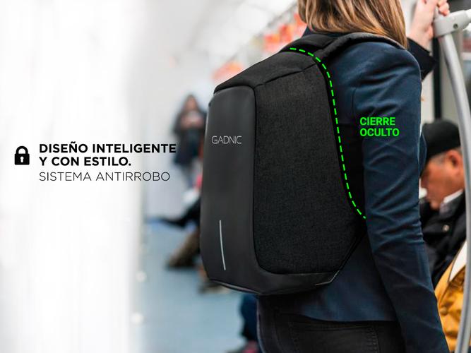 Mochila Antirrobo Gadnic 35L + Power Bank 26800mAh - 2