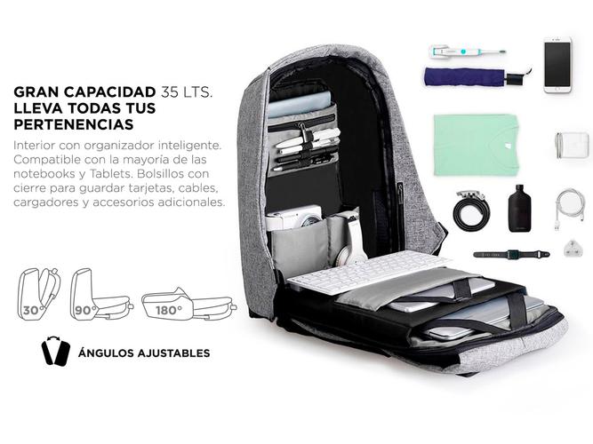 Mochila Antirrobo Gadnic 35L + Power Bank 26800mAh - 4