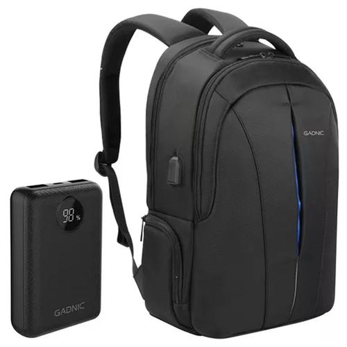 Kit Mochila Antirrobo Porta Notebook Gadnic + Cobertor Lluvia + Power Bank 18000mah  - 0